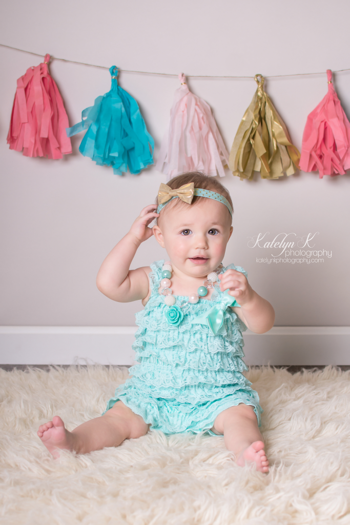 Baby Girl Aqua Romper Katelyn K Photography